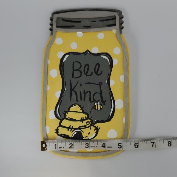 HAND PAINTED "Bee Kind" Wooden Mason Jar Decor - Picture 4 of 5
